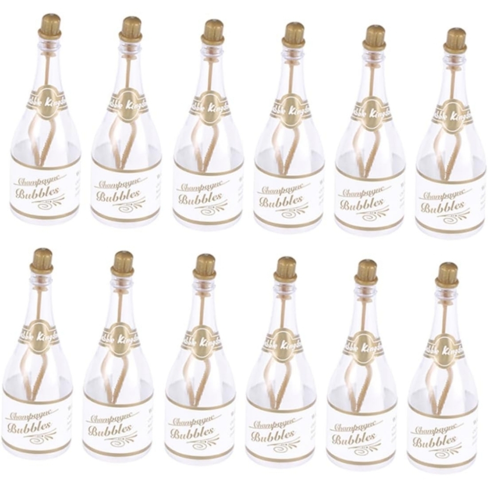 12 Champagne Bubbles Bottles for Weddings and Parties - Refillable Empty Bubble